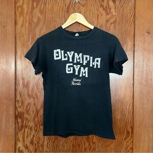 Vintage Olympia Gym Miami Florida worn in soft shirt.